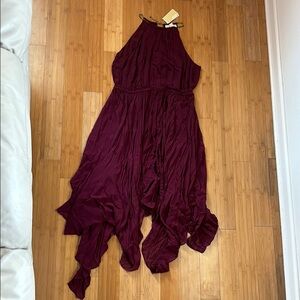Michael Kors Asymmetrical Dress in Dark Ruby